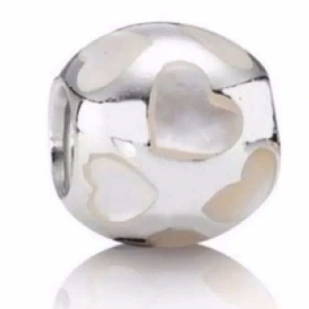 Pandora 925 Sterling Silver Retired Love Me Mother Of Pearl Bead Charm